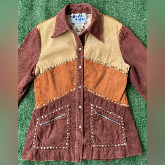 VTG 70’s Dotti Didit Corduroy Silver Studded Pearl Snap Jacket Women’s SZ Small - Picture 3 of 10